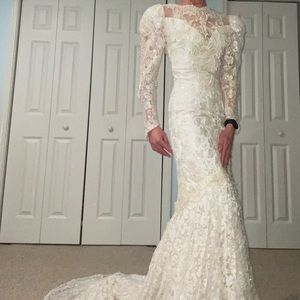 Vintage My Fair Bride By Impression Wedding Dress Lace Beaded Preserved Mermaid